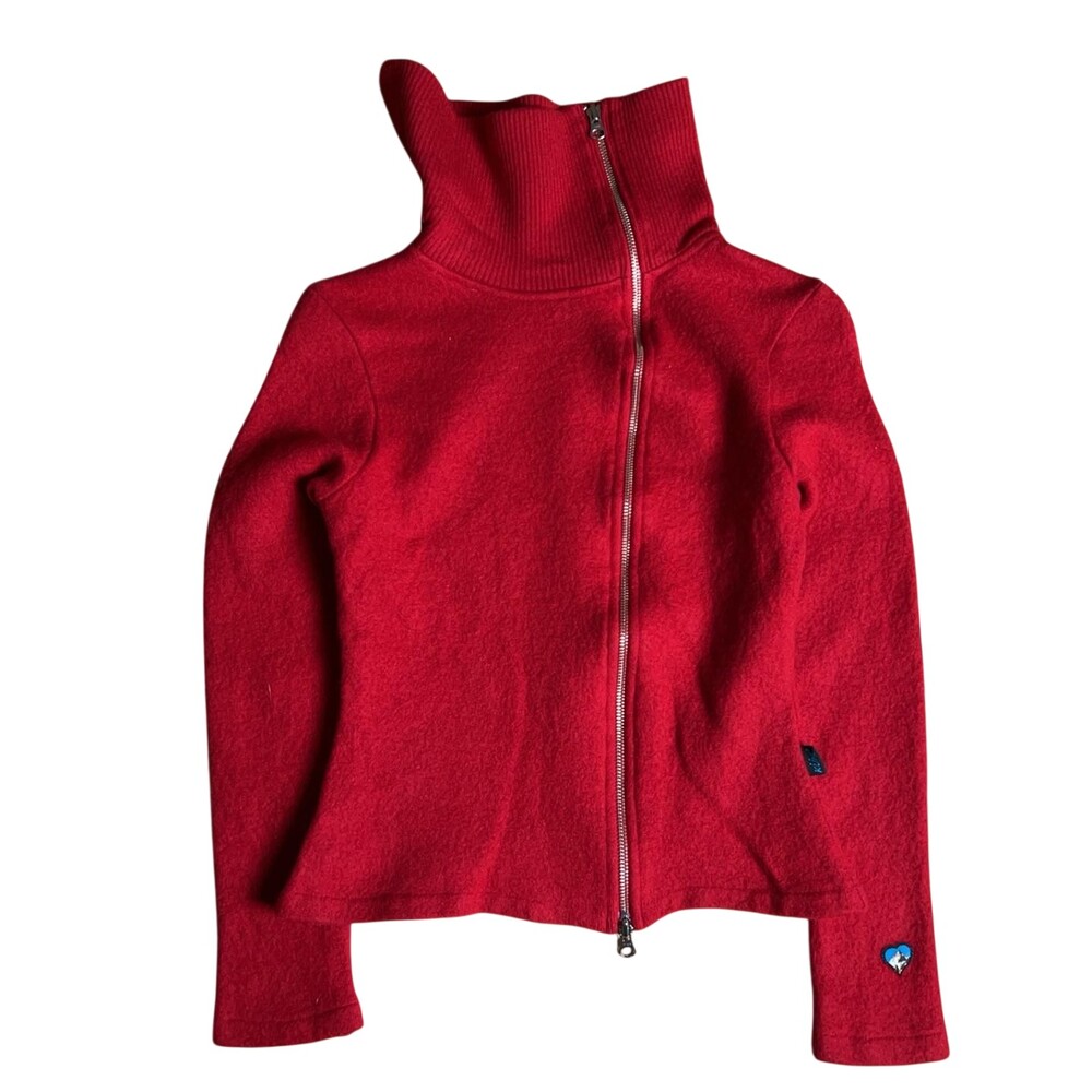 Kuhl Sweater Womens M Red Full Zip Turtleneck 100% Merino Wool Pockets